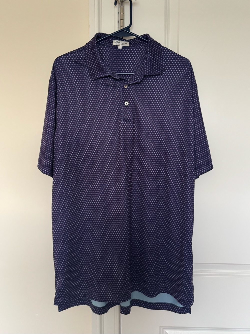 Peter Millar - Summer Comfort Purple Micro Print Polo — Men’s Large